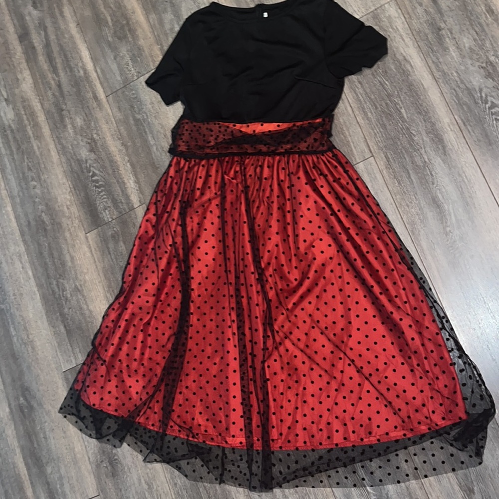 50s style swing red and black polka dot dress from Amazon